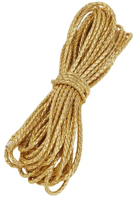 Produktbild von Kunstlederband - Rund geflochten - Für Schmuckherstellung und Bastelarbeiten - 10 m Länge 5 mm Durchmesser Goldfarben