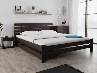 Obrázek produktu pro Postel PARIS zvýšená 180 x 200 cm, ořech Rošt: S laťkovým roštem, Matrace: Matrace Somnia 17 cm