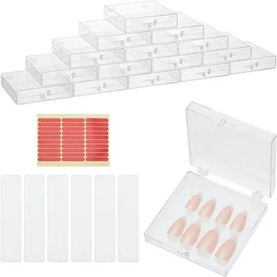 Imagen del producto de Caja de almacenamiento para uñas postizas - Caja para paquetes de uñas postizas - Vitrina para exhibir uñas - Organizador de puntas de uñas - Juego de 15 unidades - Caja de almacenamiento para uñas