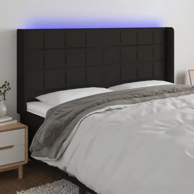 Produktbild von vidaXL LED Kopfteil Schwarz 203x16x118/128 cm Stoff - LED Kopfteil - LED Kopfteile - Kopfteil - Bett-Kopfteil