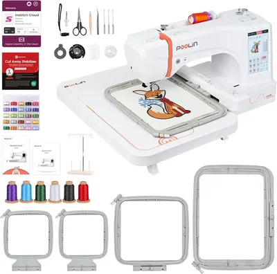 Produktbild von PooLin EOC06 Stickmaschine mit 7" Touchscreen – Digitale Embroidery Maschine mit Mustern & Schriftarten – Personalisierung für Kleidung & Textilien