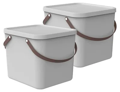 Produktbild von Rotho 2er-Set Aufbewahrungsbox 40L Albula - Kunststoffbox mit Deckel - Stapelbox 39,5 x 38,0 x 34,0 cm - Plastikbox Ordnungsbox Allzweckkiste
