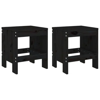 Image de vidaXL Tabouret de jardin 2 pcs. noir 40x36x45 cm pin massif