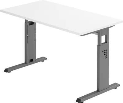 Produktbild von bümö Schreibtisch Serie-O (Mini) - Nachbildung: Weiß, Größe:  120 x 67,2 cm, Gestell: Graphit