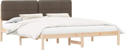 Zdjęcie produktu dla vidaXL Rama łóżka z tapicerowanym zagłówkiem Taupe 180 x 200 cm