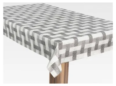 Produktbild von Wachstuch-Tischdecke Gartentischdecke Streifen Grau Weiß, Größe: 100x220