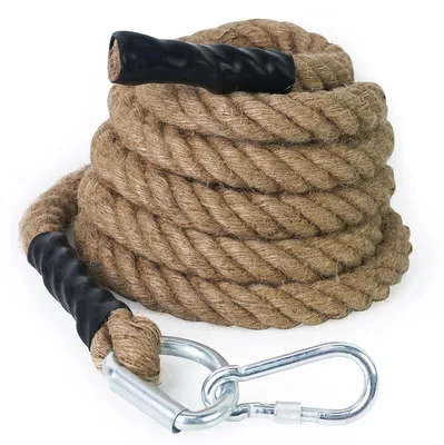 Productafbeelding van Solidchoice - Jute Klimtouw met Karabijnhaak voor Spiertraining