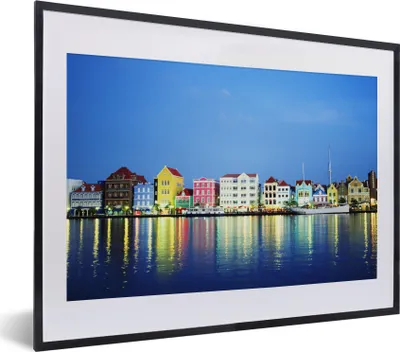 Produktbild von MuchoWow® MuchoWow® Gerahmtes Poster Skyline - Willemstad - Curaçao 40x30 cm - Poster mit zchwarzem Bilderrahmen - Bilderrahmen - Poster im Rahmen