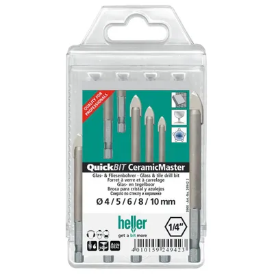 Produktbild von Heller Tools QuickBit® CeramicMaster 24942 Tile and glass drill bit set 5-piece 1/4 (6.3 mm) 1 Set