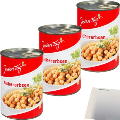 Produktbild von Jeden Tag Kichererbsen 3er Pack (3x425ml Dose) + usy Block