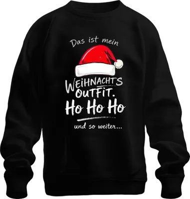 Obrázek produktu pro Tohle je můj vánoční outfit Ho Ho Ho Vánoční čepice Father Christmas uni mikina svetr, černá, L