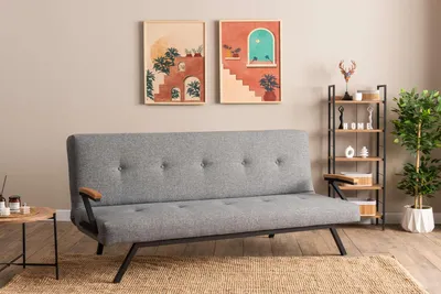 Produktbild von Hanah Home, Zven - Light Grey, 3-Sitzer-Schlafsofa, Hellgrau, 100% Leinen, 78 x 64 x 180 cm