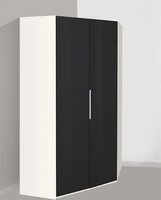 Produktbild von Eckschrank Level Eckkleiderschrank 120x120x236cm weiß Glasgrau