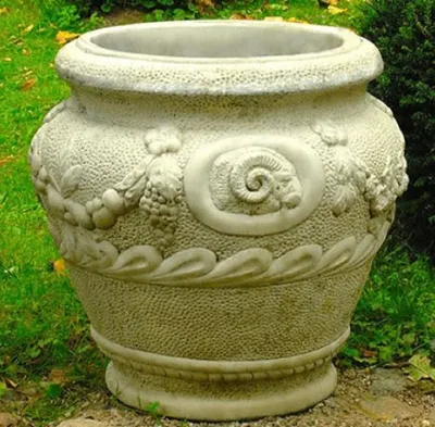 Produktbild von Casa Padrino Barock Blumentopf Grau Ø 59 x H. 66 cm - Runder Prunkvoller Pflanzentopf im Barockstil
