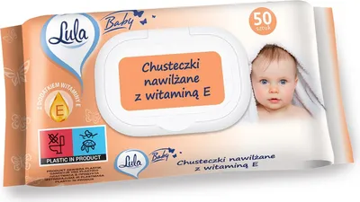 Image de Lingettes humides Lula avec vitamine E, 50 pièces