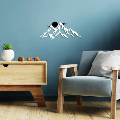 Obrázok produktu pre Wallity, Full Mount And Mountain - 2, Dekoratívny držiak na prúty z kovu, 100 % METALL, Schwarz, 50 x 21 cm