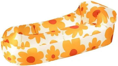 Image de Transat gonflable de camping - Transat gonflable de plage - Fauteuil relax gonflable - Canapé de plage gonflable - Idéal pour le camping, les piscines, les plages, les parcs, les festivals de musique - 150-180 cm - Motif tournesols jaunes