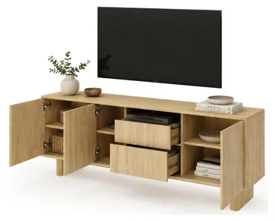 Produktbild von Kamani - TV-Möbel, 183x38x62h cm, Eichenbraun, 2 Schubladen