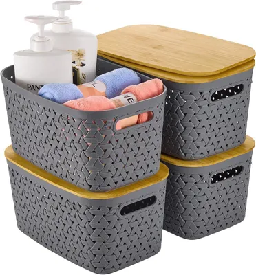 Produktbild von Set von 4 Aufbewahrungsboxen mit Bambusdeckel