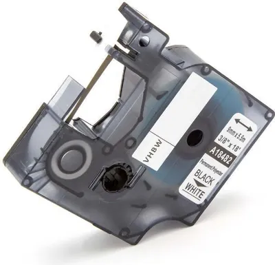Produktbild von vhbw Schriftband-Kassette kompatibel mit 3M PL300, PL100, PL200 Etiketten-Drucker 5,5m x 9mm Schwarz auf Weiß, Polyester