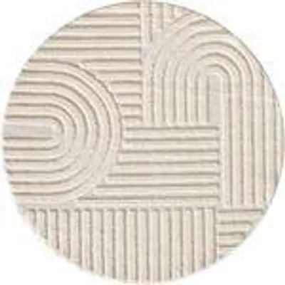 Produktbild von Carpettex Hochflor Teppich Wohnzimmer Schlafzimmer Flur Skandi Boho Teppich 3D Design Flauschig Weich, Größe: 80 cm Rund, Farbe: Creme
