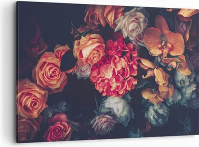 Produktbild von Bild auf Leinwand - Leinwandbild - Einteilig - Blumenstrauß Blumen Rosen - 100x70cm - Wand Bild - Wanddeko - Wandbilder - Leinwanddruck - Bilder - Wanddekoration - Leinwand bilder - AA100x70-5002
