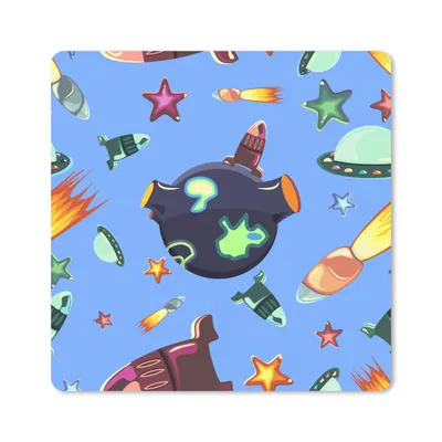 Produktbild von MuchoWow® Mauspad Mousepad Weltraum - Regenbogen - Ufo - Rakete - Design 30x30 cm - Mousepads - Maus Mat - Pad - Mausunterlage - Gaming