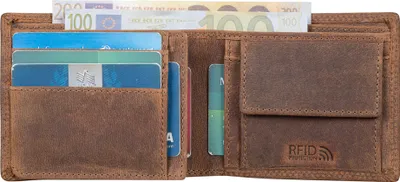 Produktbild von Benthill Herren Geldbörse Leder - Geldbeutel mit RFID-Schutz - Slim Portemonnaie für Herren - Echte Vintage Ledergeldbörse