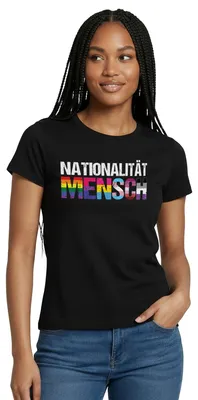 Produktbild von Spreadshirt Nationalität Mensch Pride LGBTQ+ Frauen T-Shirt, S, Schwarz