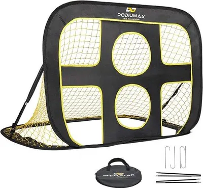 Immagine prodotto di Porta da calcio pieghevole 2 in 1 per bambini, porta da allenamento per interni/esterni, con borsa per il trasporto
