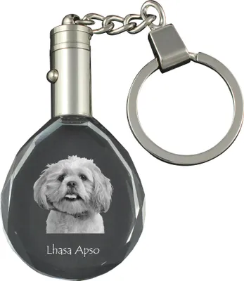 Produktbild von Lhasa Apso, Lhasaterrier, Löwenhund - Anhänger mit einem Foto eines Hundes, Schlüsselanhänger aus Kristall in einer Geschenkbox, ein einzigartiges Geschenk von Art-Dog