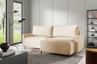 Produktbild von 3 Sitzer Ecksofas in L-Form ANTONIO EVER L, Ottomane rechts/links, Schlaffunktion & Bettkästen, Eckarniutur, Couch in Bouclé - Optic Hellbeige