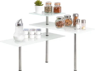 Produktbild von bremermann Glas-Eckregal, Küchenregal, aus Glas und rostfreiem Edelstahl