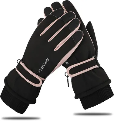 Produktbild von 2 Andiker Winter Damen Skihandschuhe, Winterhandschuhe Warm, wasserdichte Touchscreen Anti Rutsch Snowboardhandschuhe fš¹r Skifahren, Laufen und Radfahren