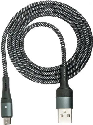 Produktbild von SYSTEM-S USB 2.0 Kabel 1m Micro B Stecker zu 2.0 Typ A Stecker geflochten Schwarz