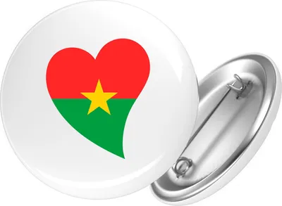 Produktbild von Huuraa Button Burkina Faso Flagge Herz 25mm rund mit Sicherheitsnadel Ansteckbutton Geschenkidee