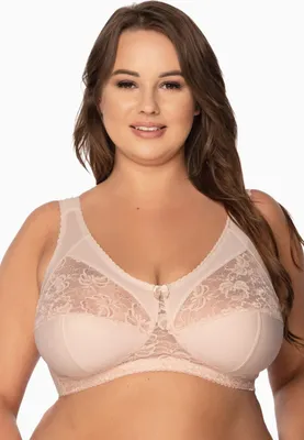 Produktbild von GAIA Damen Soft-BH Melodia ohne Bügel – hoher Mittelsteg, elastische Spitze, breite Träger, komfortabler Halt - Beige E115