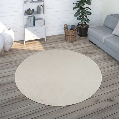 Image de Tapis de salon uni, sobre et moderne, à poils courts, différentes tailles et couleurs, taille 160 cm rond
