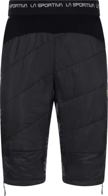 Schwarze kurze Hose mit gestepptem Muster und elastischem Bund mit weißem La Sportiva Schriftzug