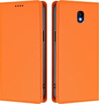 Image de Étui en cuir pour Samsung Galaxy J3 2017, étui à rabat magnétique en cuirPolyuréthaneavec support, orange