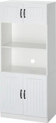 Produktbild von Landhausstil Küchenschrank Büffet 2 Schränke 2 Regale 70x40x170 cm Weiß Schwarz