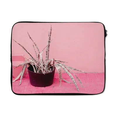 Produktbild von MuchoWow® Laptop Hülle 17 Zoll Laptoptasche Sommer - Rosa - Pflanzen - Zipper - Schutzabdeckung