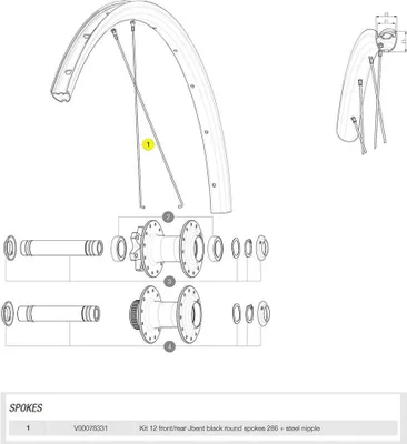 Zdjęcie produktu dla Szprychy Mavic Jbent, 12 sztuk, srebrne, 286 mm, srebrne, 286 mm