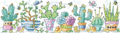 Produktbild von Heritage Kreuzstich Set Zählstoff "Kaktusgarten", Zählmuster, KCCG1480-E, 37,5x10cm