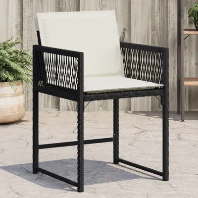 Produktbild von Gartenstühle mit Kissen 4 Stk. Schwarz Poly Rattan, Gartenstühle 2024 Neu