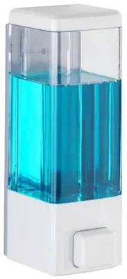 Image de Robinetterie avec douchette pour savon liquide hygiénique et désinfectant, fixation à vis, 350 ml, 6 x 18,5 x 7,5 cm, blanc