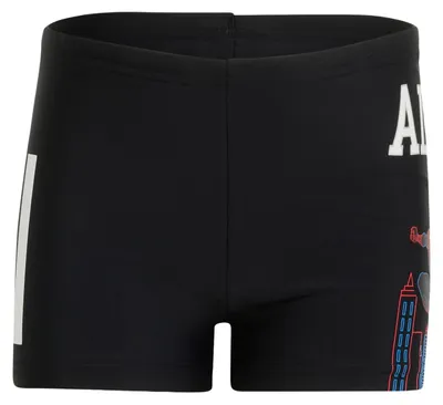 Productafbeelding van adidas jongens zwemshorts met Marvel Spider-Man print, zwart, maat 5-6 jaar