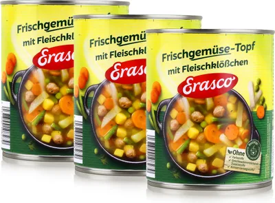 Produktbild von Erasco Frischgemüse-Topf Fleischklößchen 800g Fertigessen (3er Pack)