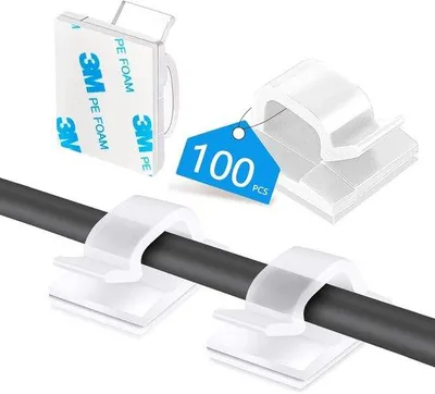 Produktbild von Satz von 100 Stück selbstklebende Kabelhalterungen für Kabelmanagement innen und außen, Weiß