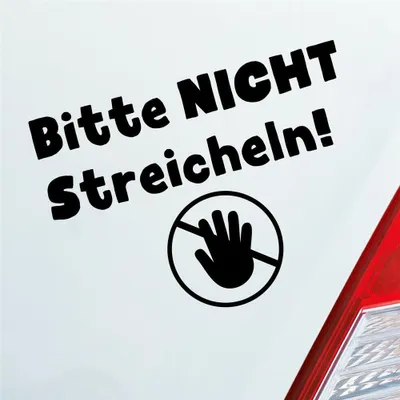 Produktbild von Auto Aufkleber Bitte Nicht streicheln! Do not Touch 13x10 cm Schwarz Glanz Sticker Heckscheibenaufkleber